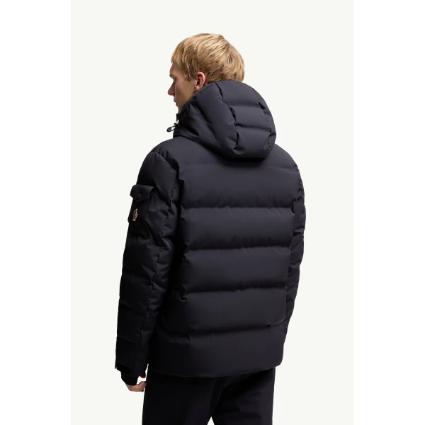 Moncler Montgetech Hooded Insulated Ski Jacket in Navy Blue, view 5 | Men's Skiwear | Coveti