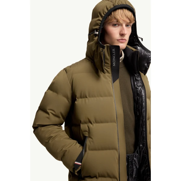 Moncler Montgetech Hooded Insulated Ski Jacket in Olive Green, view 6 | Men's Skiwear | Coveti