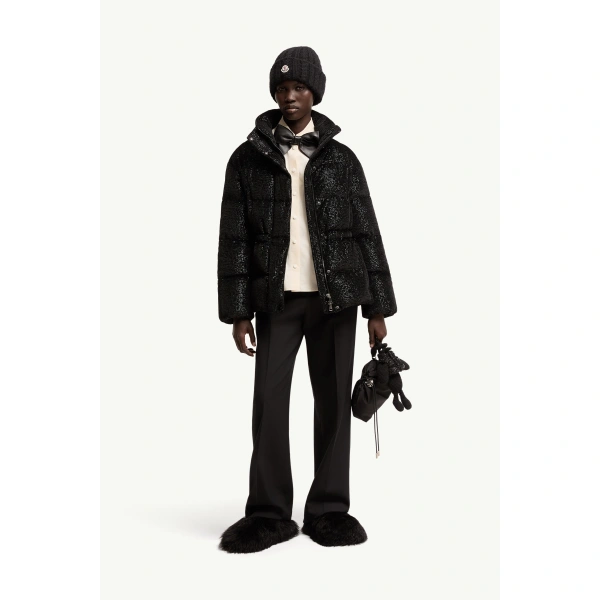 Moncler Mouettes Short Down Jacket in Black, view 2 | Women's Puffer Jackets | Coveti