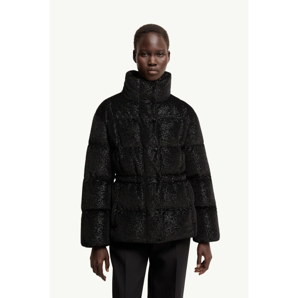 Moncler Mouettes Short Down Jacket in Black, view 4 | Women's Puffer Jackets | Coveti