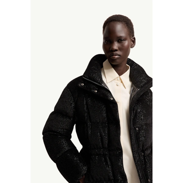 Moncler Mouettes Short Down Jacket in Black, view 6 | Women's Puffer Jackets | Coveti