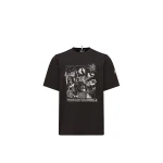 Moncler Mountain Landscape Print Cotton T-Shirt in Black | Men's T-shirts | Coveti