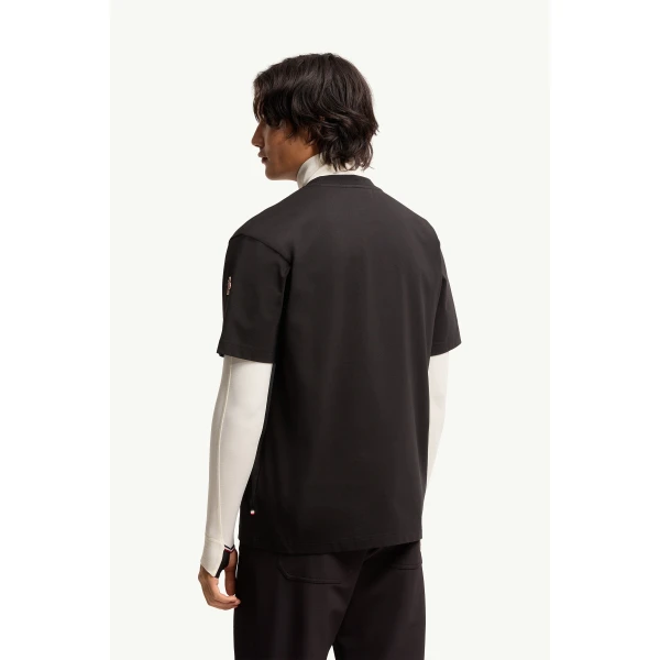 Moncler Mountain Landscape Print Cotton T-Shirt in Black, view 5 | Men's T-shirts | Coveti