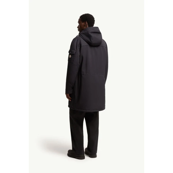 Moncler Nahan Hooded Long Down Parka in Dark Blue, view 5 | Men's Coats | Coveti