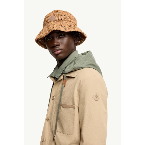 Moncler Nanav Seersucker Shirt Jacket in Light Beige, view 3 | Men's Jackets | Coveti
