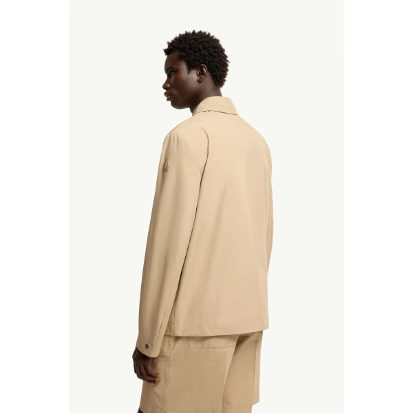 Moncler Nanav Seersucker Shirt Jacket in Light Beige, view 5 | Men's Jackets | Coveti