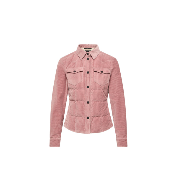 Moncler Nangy Corduroy Down Shirt Jacket in Rose Pink | Women's Puffer Jackets | Coveti
