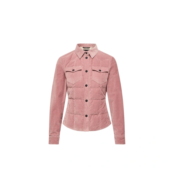 Nangy Corduroy Down Shirt Jacket in Rose Pink
