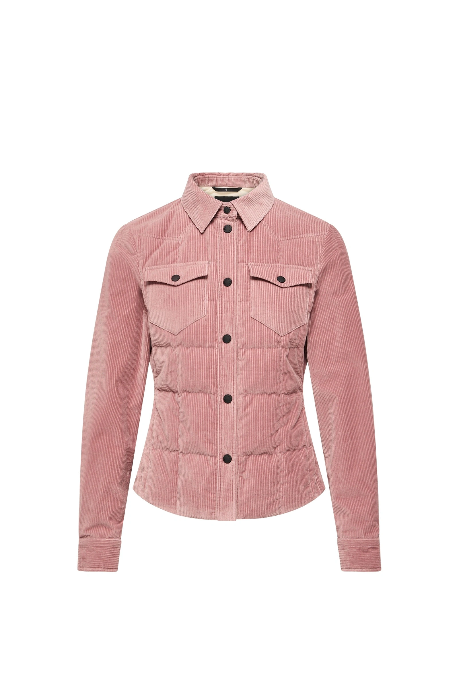Moncler Nangy Corduroy Down Shirt Jacket in Rose Pink Moncler Nangy Corduroy Down Shirt Jacket in Rose Pink | Women's Puffer Jackets | Coveti