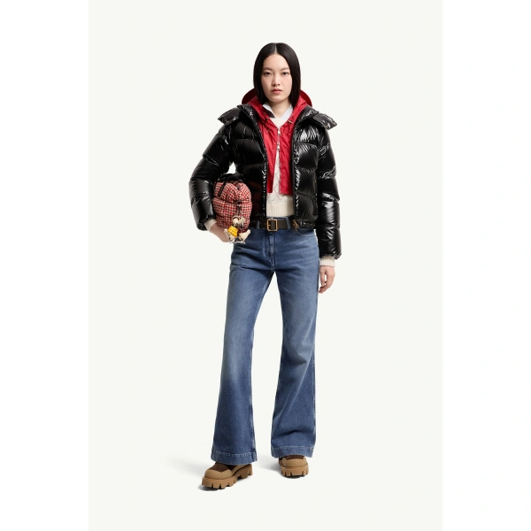 Moncler Niveole Short Down Jacket in Black, view 2 | Women's Puffer Jackets | Coveti