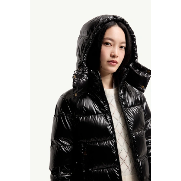 Moncler Niveole Short Down Jacket in Black, view 6 | Women's Puffer Jackets | Coveti