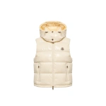 Moncler Niverolle Short Down Gilet in White Ivory | Women's Vests and Gilets | Coveti