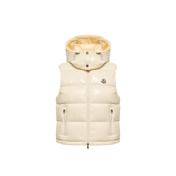 Niverolle Short Down Gilet in White Ivory