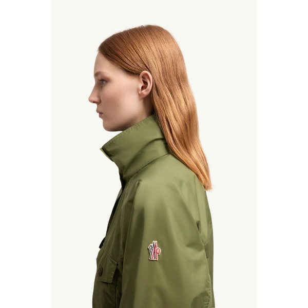 Moncler Nor Hooded Jacket in Olive Green, view 3 | Women's Jackets | Coveti