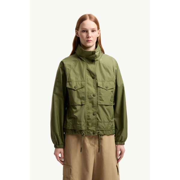 Moncler Nor Hooded Jacket in Olive Green, view 4 | Women's Jackets | Coveti
