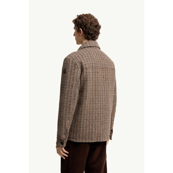 Moncler Norfol Wool Blend Down Shirt Jacket in Brown, view 5 | Men's Jackets | Coveti
