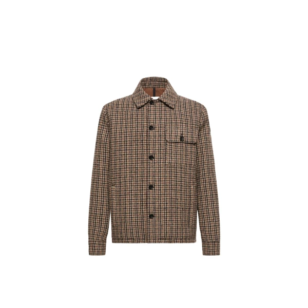 Moncler Norfol Wool Blend Down Shirt Jacket in Brown | Men's Jackets | Coveti