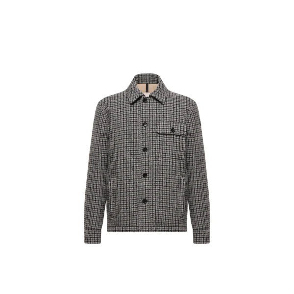 Moncler Norfol Wool Blend Down Shirt Jacket in Dark Gray | Men's Jackets | Coveti
