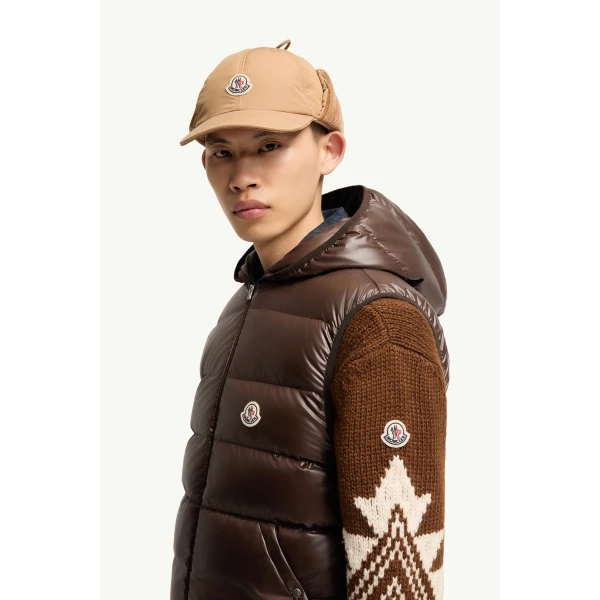 Moncler Nyvalin 3-in-1 Hooded Flannel Down Jacket in Beige, view 3 | Men's Jackets | Coveti