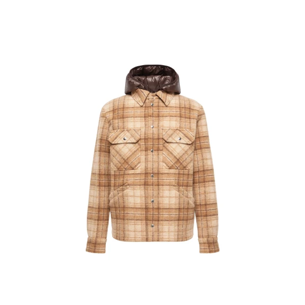 Moncler Nyvalin 3-in-1 Hooded Flannel Down Jacket in Beige | Men's Jackets | Coveti