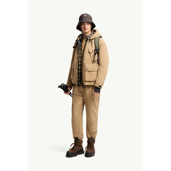 Moncler Ober Short Padded Jacket in Beige, view 2 | Men's Jackets | Coveti