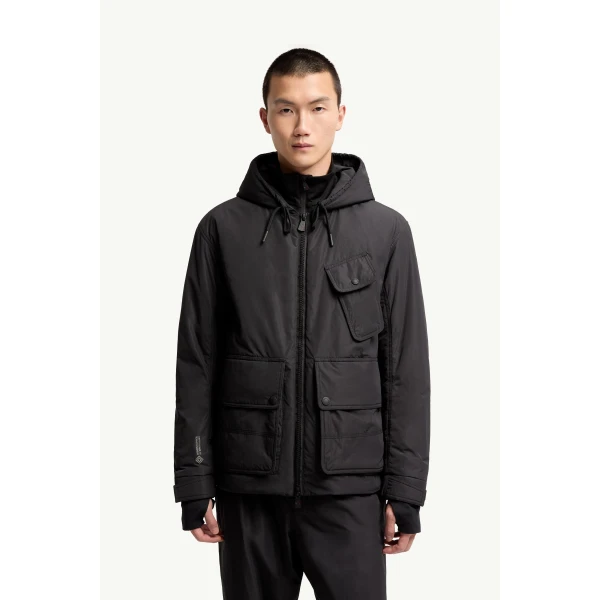 Moncler Ober Short Padded Jacket in Black, view 4 | Men's Jackets | Coveti