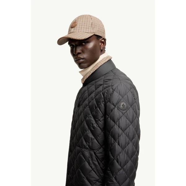 Moncler Oise Diamond Quilted Short Down Jacket in Black, view 3 | Men's Jackets | Coveti