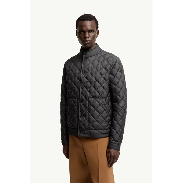 Moncler Oise Diamond Quilted Short Down Jacket in Black, view 4 | Men's Jackets | Coveti