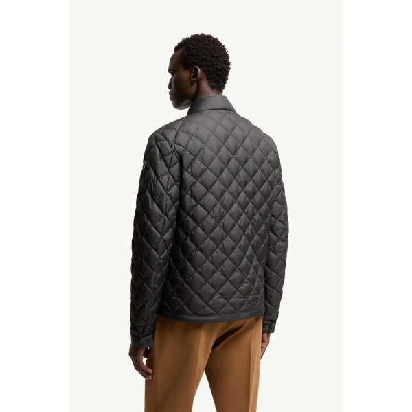 Moncler Oise Diamond Quilted Short Down Jacket in Black, view 5 | Men's Jackets | Coveti