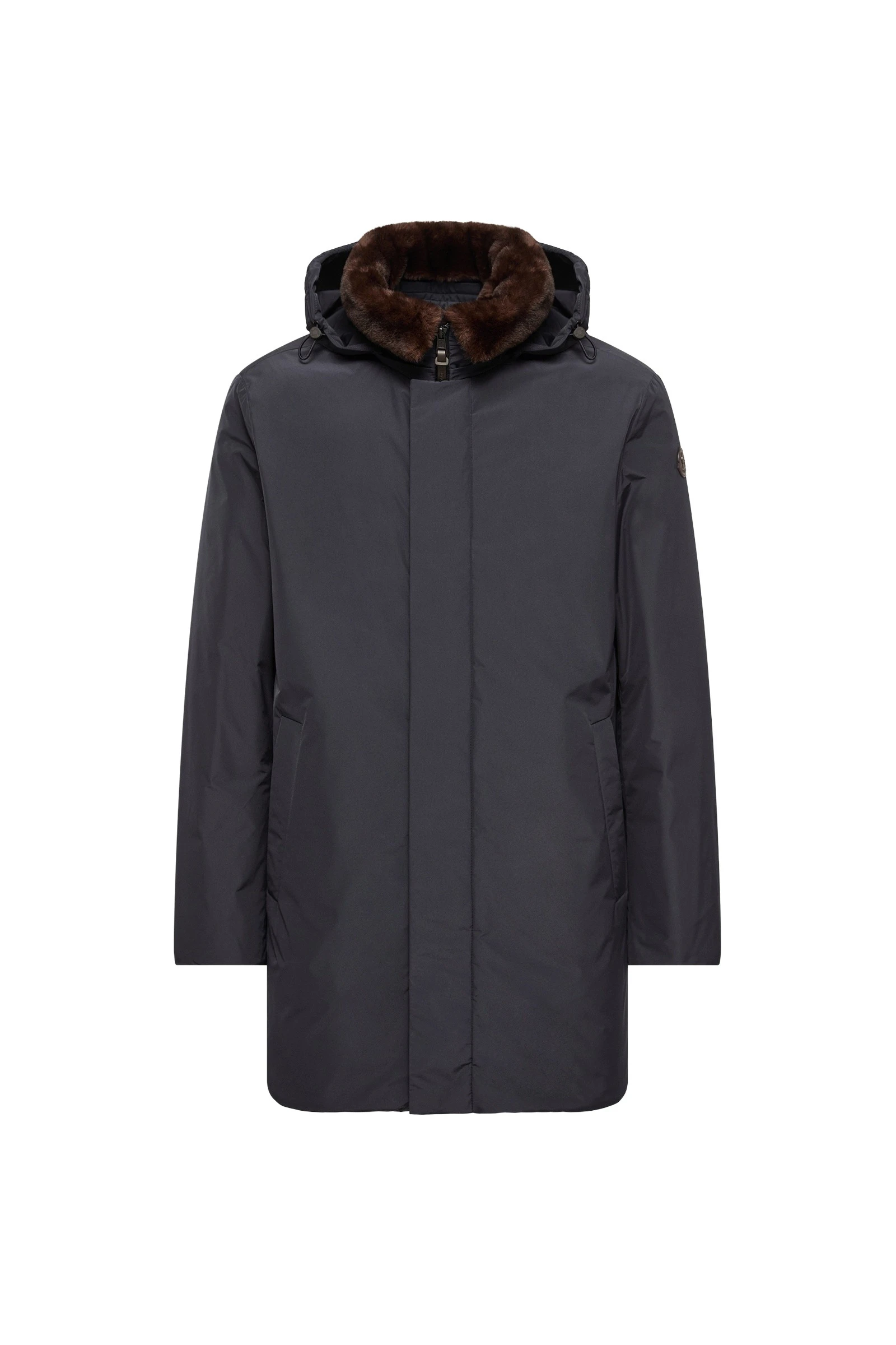 Moncler Okefen Hooded Long Down Parka Jacket in Navy Blue Moncler Okefen Hooded Long Down Parka Jacket in Navy Blue | Men's Coats | Coveti
