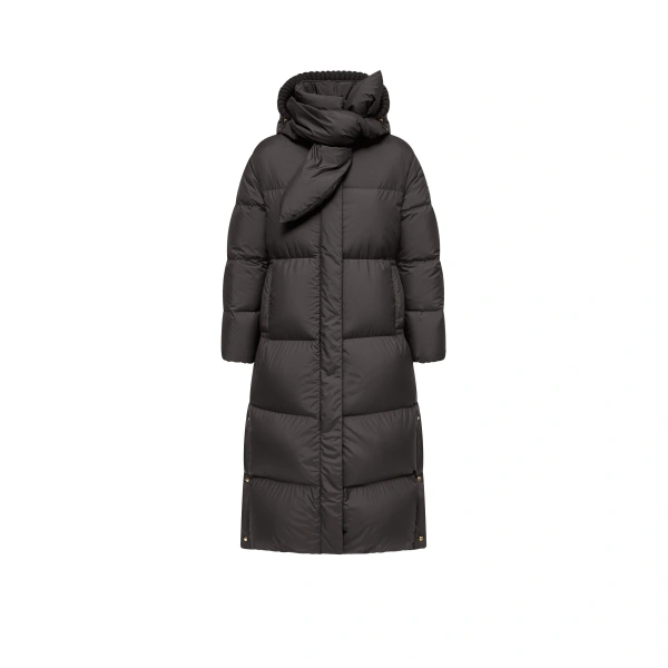 Moncler Ornement Hooded Long Down Jacket in Black | Women's Puffer and Down Coats | Coveti