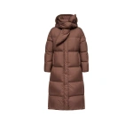 Moncler Ornement Hooded Long Down Jacket in Brown | Women's Puffer and Down Coats | Coveti