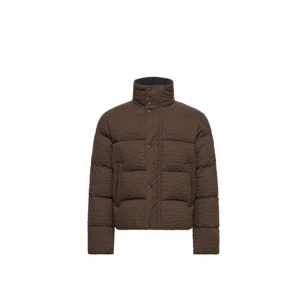 Moncler Oronte Cotton Flannel Short Down Jacket in Brown | Men's Jackets | Coveti