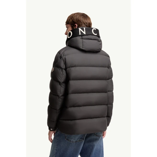Moncler Orvelle Hooded Mid-Length Down Jacket in Black, view 5 | Men's Jackets | Coveti