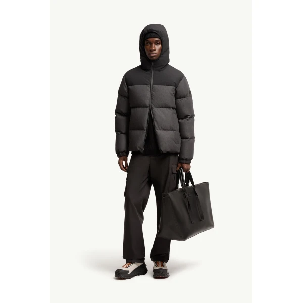 Moncler Oulojoki Hooded Short Down Jacket in Black, view 2 | Men's Jackets | Coveti