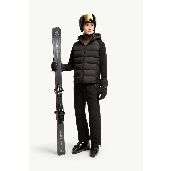 Moncler Padded Polartec Zip-Up Hoodie in Black, view 2 | Men's Sweatshirts | Coveti