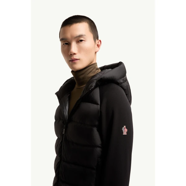 Moncler Padded Polartec Zip-Up Hoodie in Black, view 3 | Men's Sweatshirts | Coveti