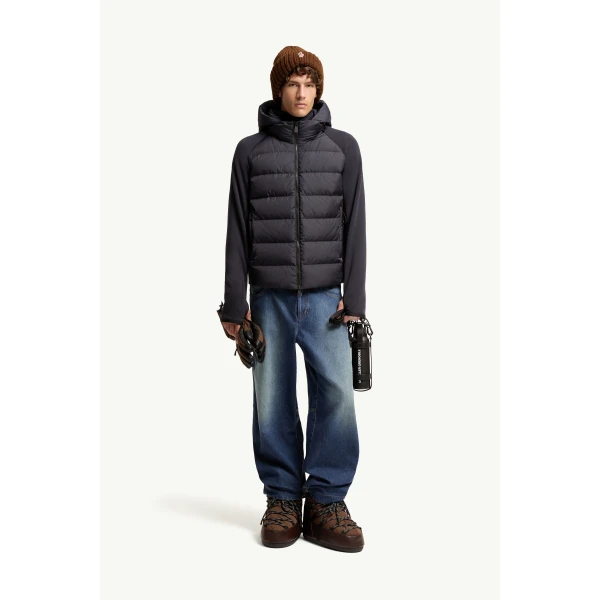 Moncler Padded Polartec Zip-Up Hoodie in Dark Blue, view 2 | Men's Sweatshirts | Coveti
