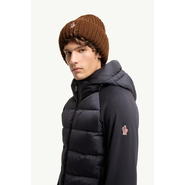 Moncler Padded Polartec Zip-Up Hoodie in Dark Blue, view 3 | Men's Sweatshirts | Coveti