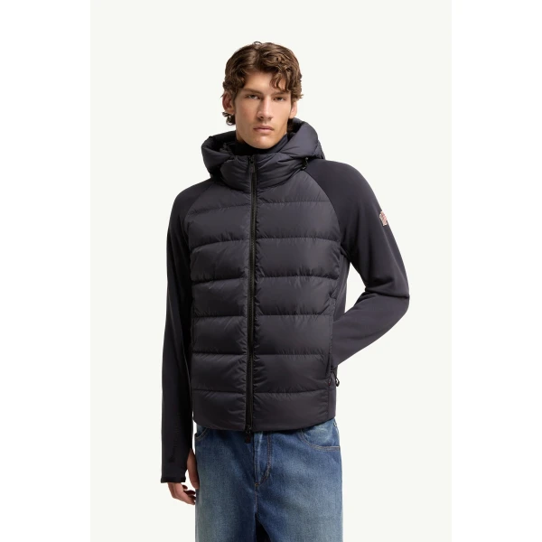 Moncler Padded Polartec Zip-Up Hoodie in Dark Blue, view 4 | Men's Sweatshirts | Coveti
