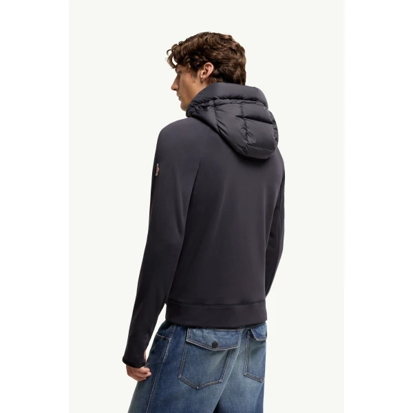 Moncler Padded Polartec Zip-Up Hoodie in Dark Blue, view 5 | Men's Sweatshirts | Coveti