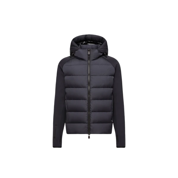 Moncler Padded Polartec Zip-Up Hoodie in Dark Blue | Men's Sweatshirts | Coveti