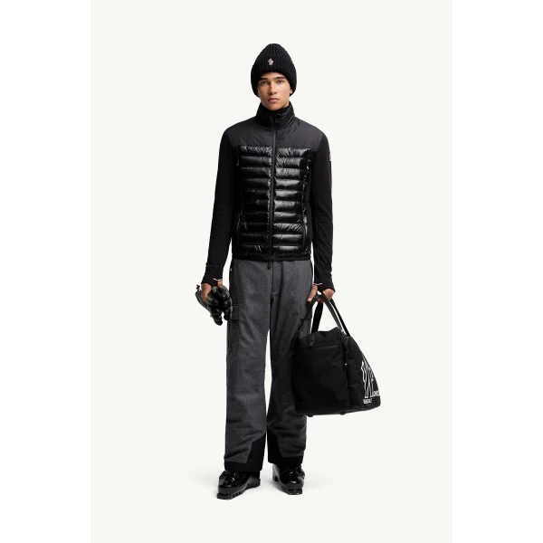 Moncler Padded Polartec Zip-Up Sweatshirt in Black, view 2 | Men's Sweatshirts | Coveti