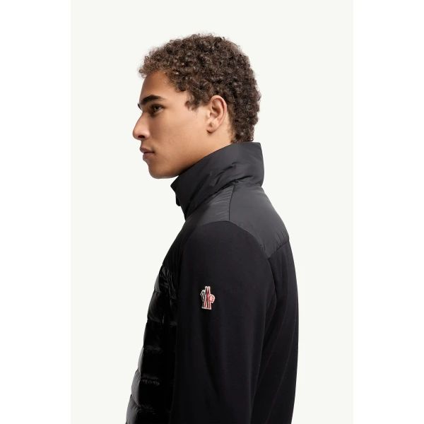 Moncler Padded Polartec Zip-Up Sweatshirt in Black, view 3 | Men's Sweatshirts | Coveti