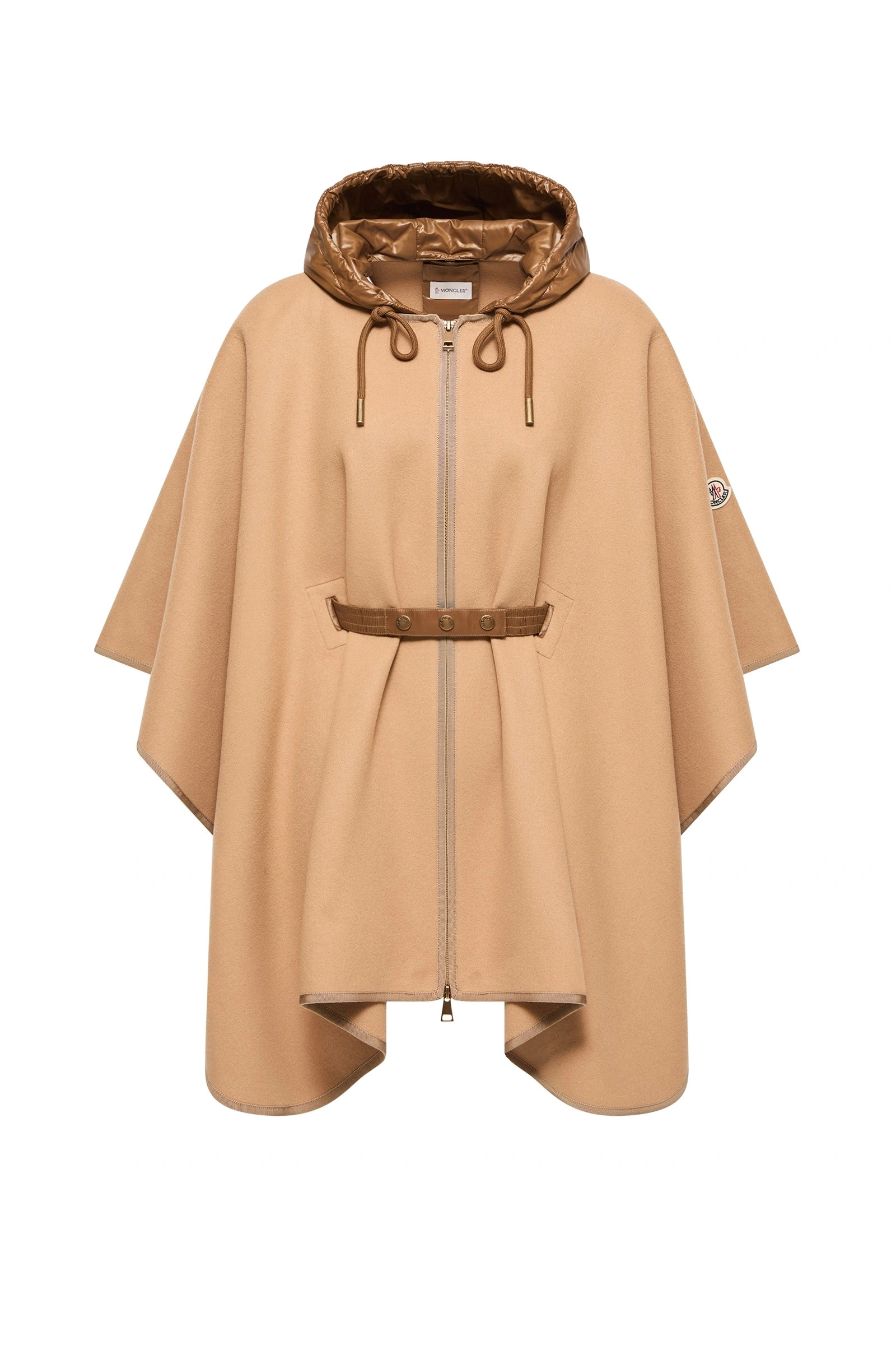 Moncler Padded Wool Blend Cape in Beige Moncler Padded Wool Blend Cape in Beige | Women's Cape Coats | Coveti