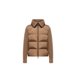 Moncler Padded Wool Zip-Up Cardigan in Light Brown | Men's Knitwear | Coveti