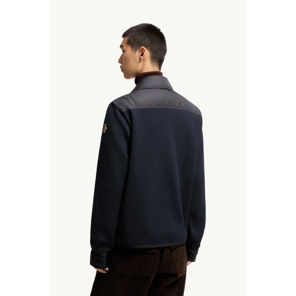 Moncler Padded Zip-Up Cardigan in Navy Blue, view 5 | Men's Knitwear | Coveti