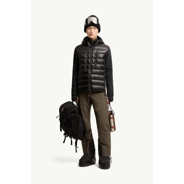 Moncler Padded Zip-Up Hoodie in Black, view 2 | Men's Knitwear | Coveti
