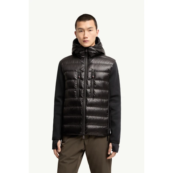 Moncler Padded Zip-Up Hoodie in Black, view 4 | Men's Knitwear | Coveti