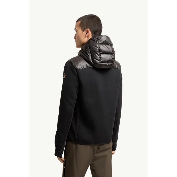 Moncler Padded Zip-Up Hoodie in Black, view 5 | Men's Knitwear | Coveti